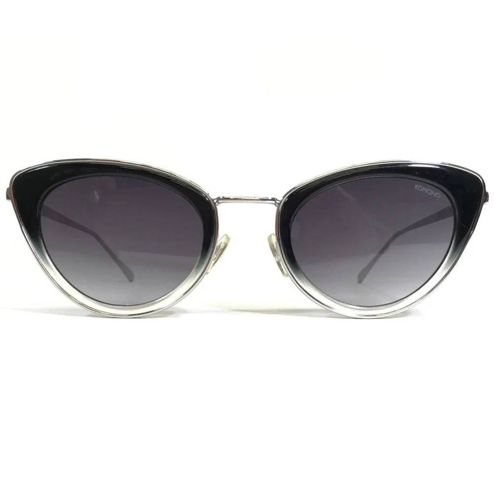 Komono Sunglasses THE BETHANY Black Silver Cat Eye Frames with Purple Lenses